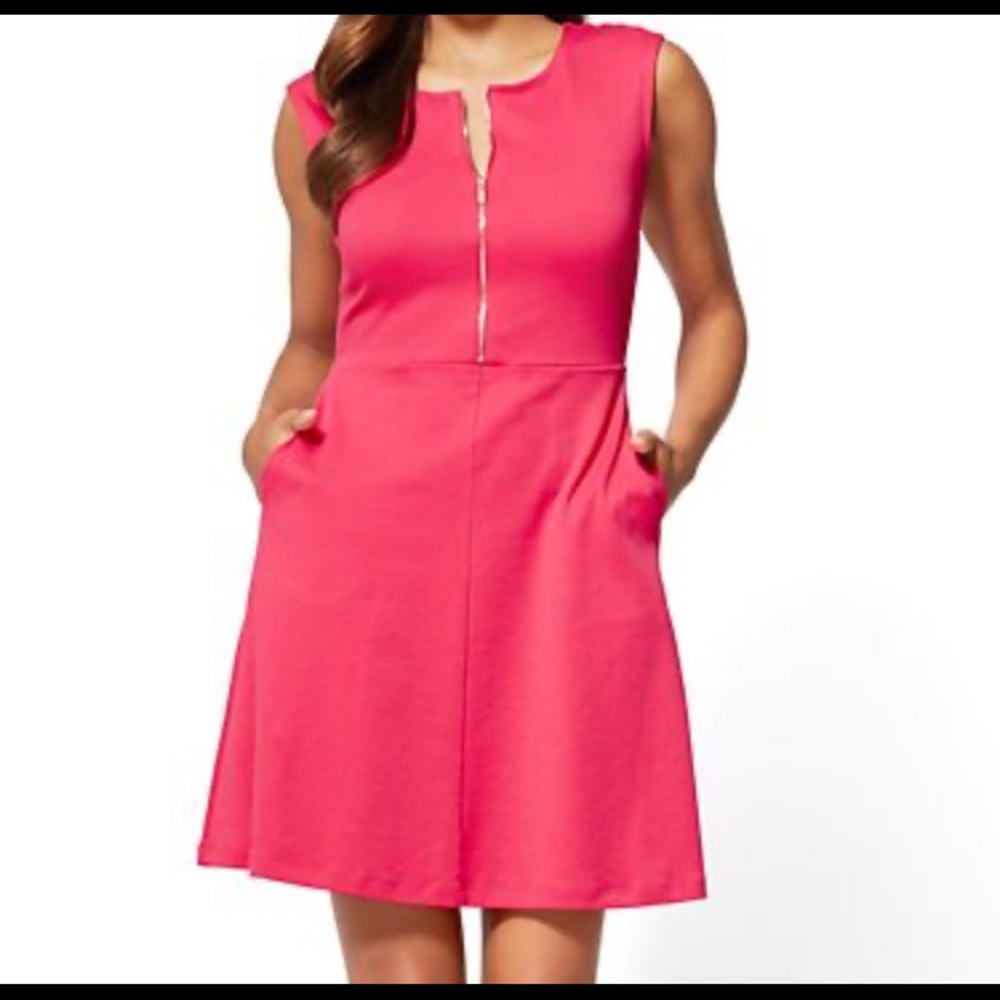 NY & Company hot pink/coral dress with pockets NWT